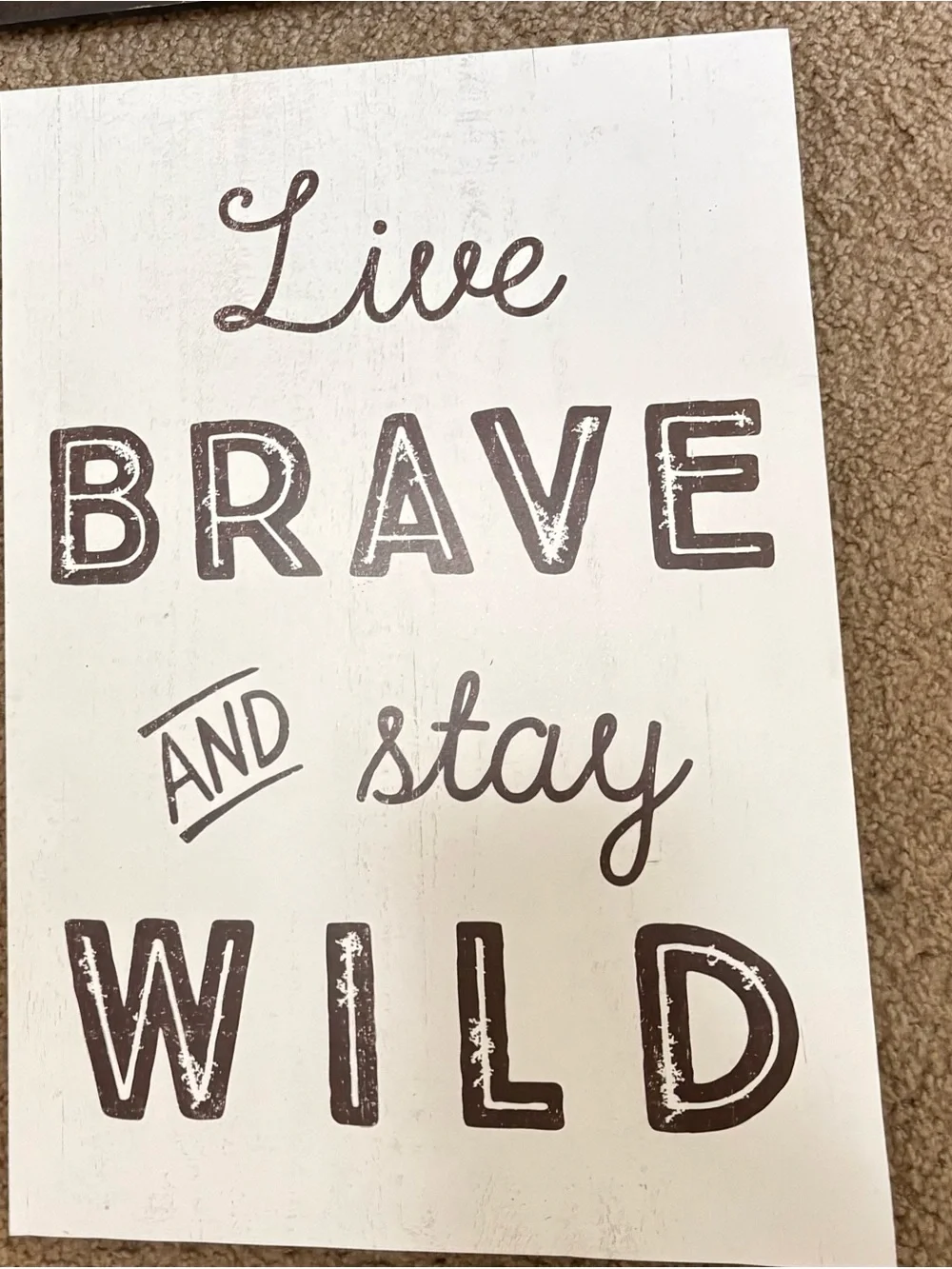 Hobby Lobby Live Brave and Stay Wild Sign - Brown on Cream